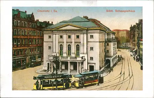 Sammelkarte Chemnitz Schauspielhaus ca. anno 1910 Reprint-Ansicht 1980