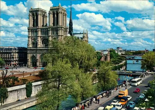 CPA Paris Kathedrale Notre-Dame de Paris am Fluss Seine 1970