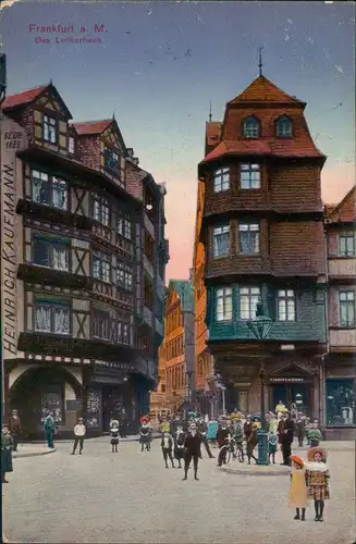 Frankfurt am Main Straßen Partie mit Personen am Luther-Haus 1911