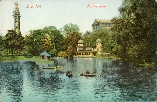 Innere Altstadt-Dresden Zwingerteich und Zwingerschlösschen, Dresden, Zwinger 1920