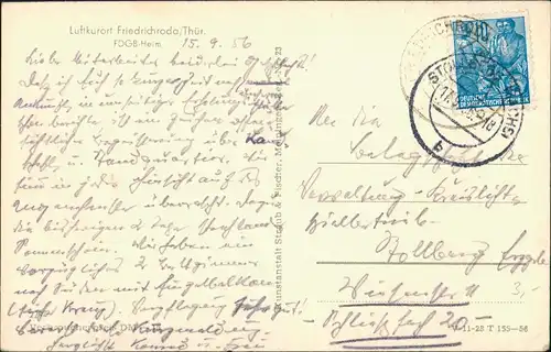 Ansichtskarte Friedrichroda FDGB-Erholungsheim "Walter Ulbricht" 1956