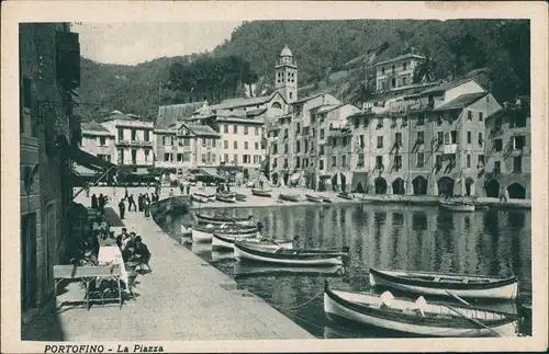 Portofino Straßen & Plätze La Piazza Partie am kleinen Hafen 1920