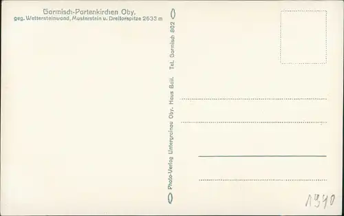Ansichtskarte Garmisch-Partenkirchen Totale 1931