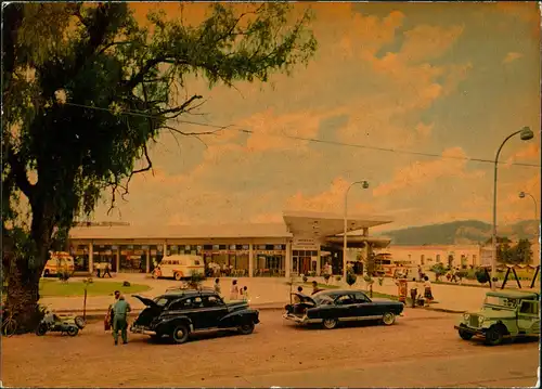 Postcard San Luis Estación Terminal de Omnibus, Bus Verkehr Autos 1960