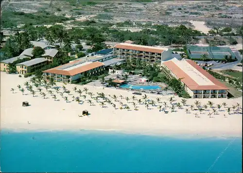 Postkaart Aruba Aerial view of Aruba Beach Club, Strand Hotel 1970