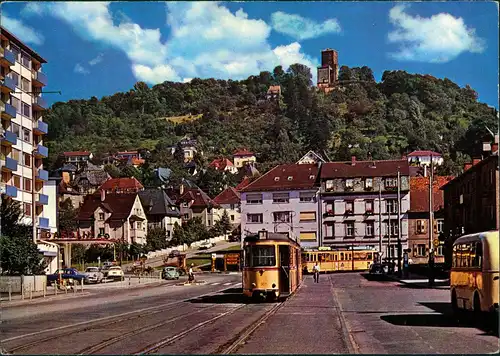 Durlach-Karlsruhe VW Käfer Tram Straßenbahn Strassen Partie Turmberg 1965