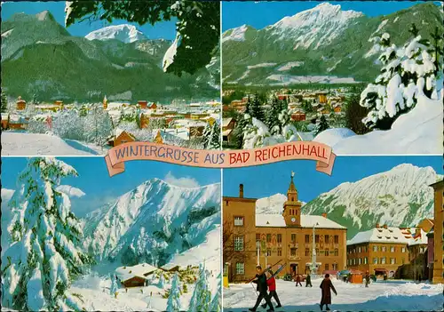 Ansichtskarte Bad Reichenhall Mehrbild-AK 4 Ansichten zur Winterzeit 1980
