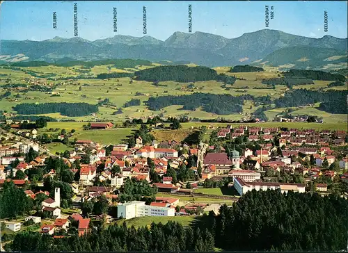 Lindenberg (Allgäu) Panorama-Ansicht auf Ort, Allgäu Alpen Fernansicht 1975