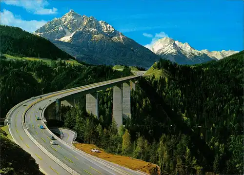Europabrücke (Brennerautobahn) bei Schönberg Fernansicht Stubaier Gletscher 1980
