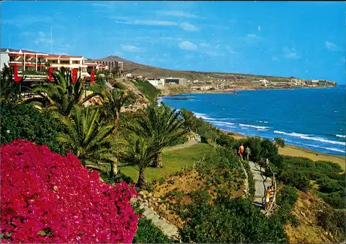 Postales Playa del Inglés El Ingles beach, Strand Partie mit Hotel 1980