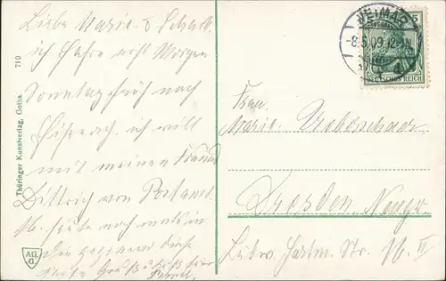 Weimar Partie am Schloss Ettersburg, Castle Postcard 1909  Stempel WEIMAR