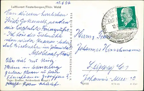 Ansichtskarte Finsterbergen-Friedrichroda Stadtpartie 1961
