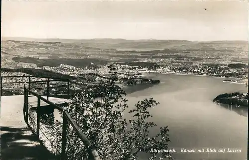 Luzern Lucerna Bürgenstock. Känzli mit Blick auf die Stadt 1954