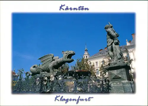 Ansichtskarte Klagenfurt Lindwurm mit Herkules, Wahrzeichen der Stadt 2010