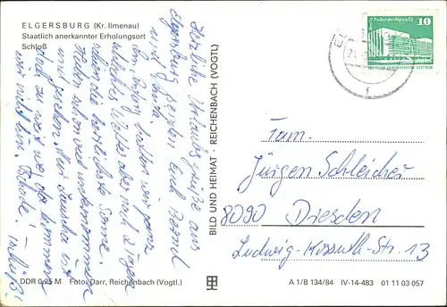 Ansichtskarte Elgersburg Schloss Elgersburg Gesamtansicht 1984