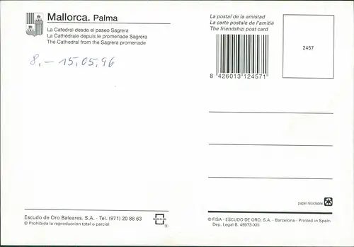 Postales Palma ( de Mallorca) Basilika - Straße, Autos 1996