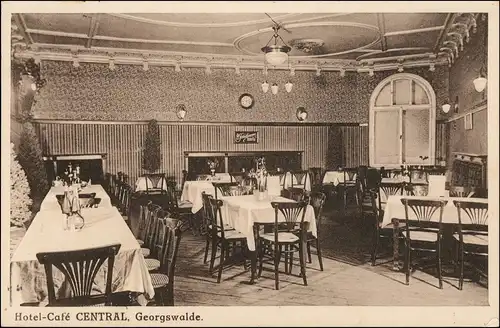Postcard Georgswalde Jiříkov Hotel Zentral - Saal b. Rumburg 1942