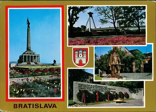 Postcard Pressburg Bratislava Mehrbild-AK 4 Stadtansichten 1975