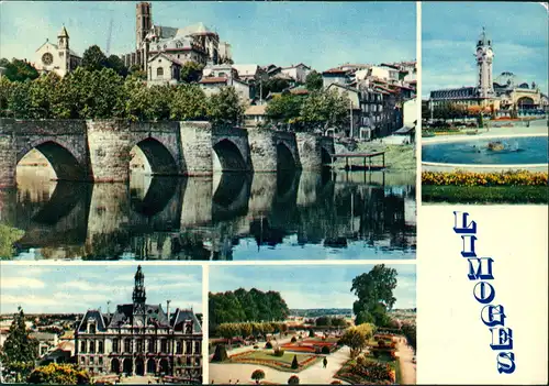 CPA Limoges Mehrbildkarte mit 3 Panorama-Ansichten 1975