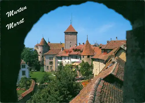 Ansichtskarte Murten Morat Blick auf die Stadt 2014