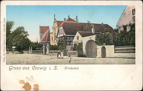 Ansichtskarte Coswig (Sachsen) Kirchplatz b Radebeul 1909