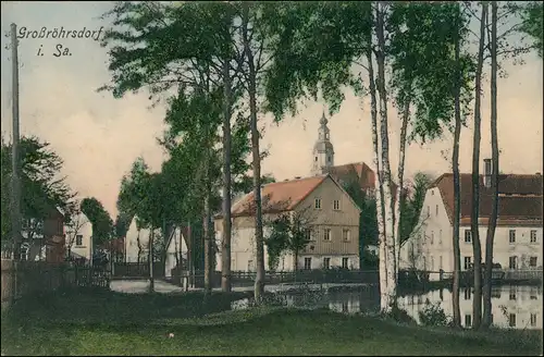Ansichtskarte Großröhrsdorf Stadtpartie - Teich colorierte AK 1912