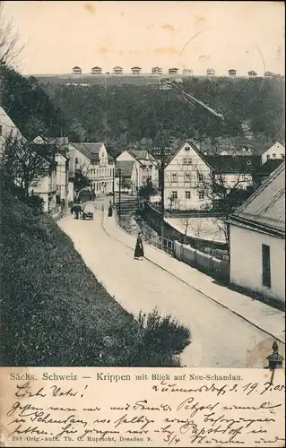 Ansichtskarte Krippen-Bad Schandau Straßenpartie Blick auf Neuschandau 1908