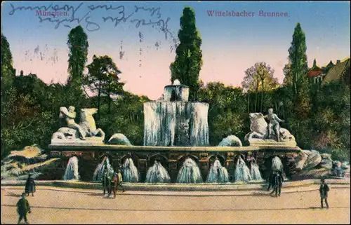 Ansichtskarte München Lenbachplatz mit Wittelsbacherbrunnen 1930