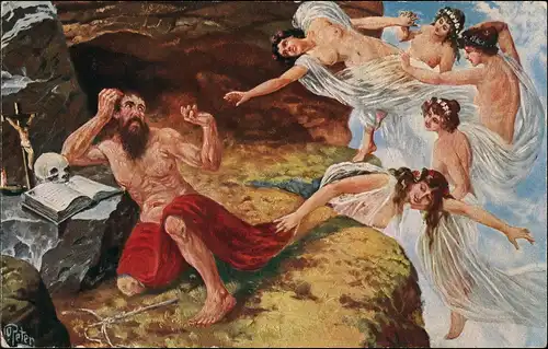 Ansichtskarte  Otto Peter Gemälde Die Versuchung des heiligen Hieronimus 1912