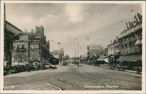 Postkaart Haarlem Stationsplein, Grand Hotel Straße 1930