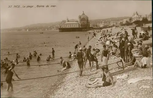 CPA Nizza Nice La plage , Bains de mer. 1924