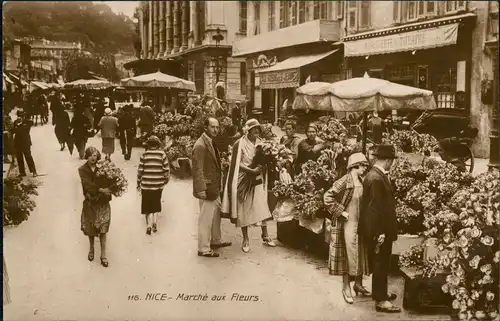 CPA Nizza Nice Marché aux Fleurs. Blumenmarkt 1924
