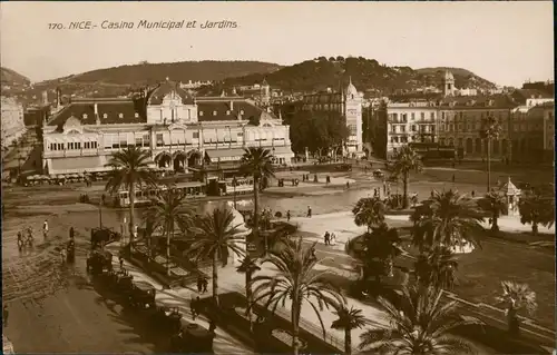 CPA Nizza Nice Tram - Casino Municipal et Jardin 1924