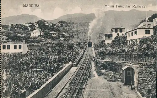 Postcard Funchal Mount Funicular Railway. 1922