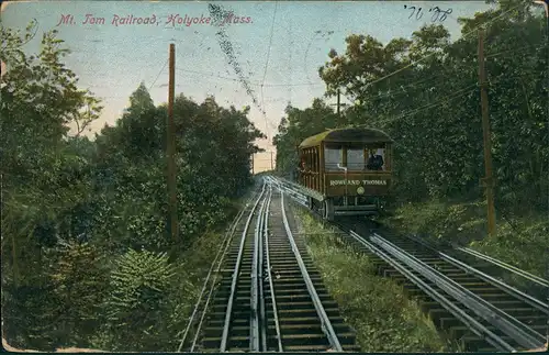 Postcard Holyoke, Massachusetts Mt. Tom Railroad 1906