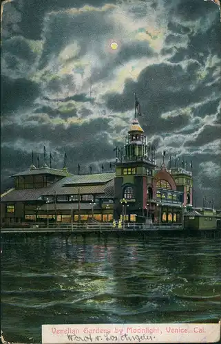 Venice California-Los Angeles Los Angeles Venetian Gardens by Moonlight 1910