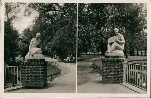 Ansichtskarte Wilhelmshaven Parkanlage Figuren am Eingang 2 Bild 1936