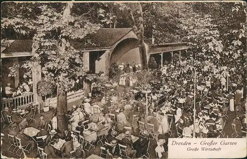 Ansichtskarte Dresden Große Wirtschaft - Großer Garten belebt 1927