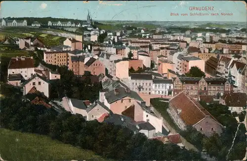 Postcard Graudenz Grudziądz Stadtpartie gel. Feldpost 1914