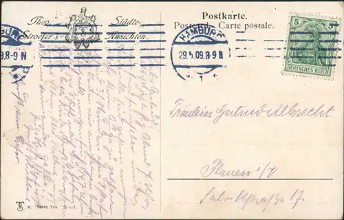Ansichtskarte Hamburg Künstlerkarte - Hafen 1909