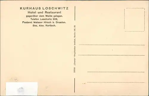 Loschwitz-Dresden Restaurant Weißer Adler Innen Weißer Hirsch 1922