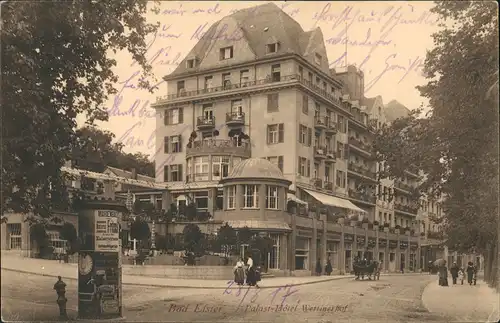 Ansichtskarte Bad Elster Wettiner Hof, Litfasssäule gel. Feldpost 1917