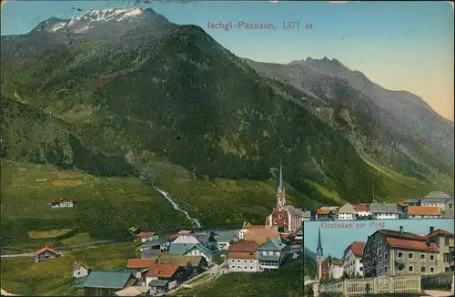 Ansichtskarte Ischgl Panorama mit Paznaun und Gasthaus Zur Post 1910