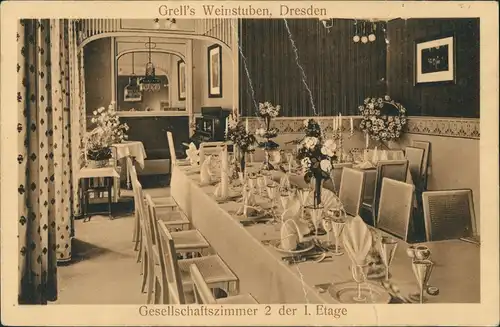 Dresden Grell`s Winstuben, Wein-Lokal, Gesellschaftszimmer Innenansicht 1913