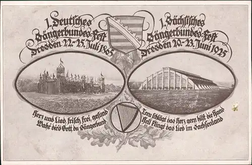 Ansichtskarte Dresden 2 Bild Sängerhalle 1925 und 1865 1925