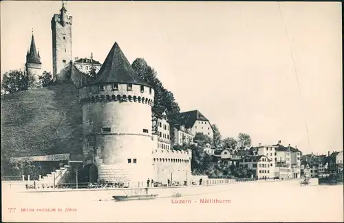 Ansichtskarte Luzern Lucerna Straßenpartie am Nöllitturm 1908