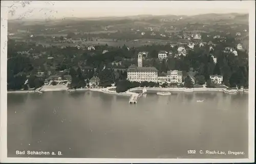 Ansichtskarte Schachen-Lindau (Bodensee) Luftbild gel. Bahnpost 1929
