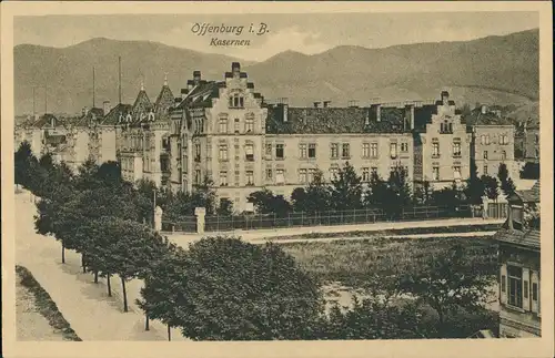 Ansichtskarte Offenburg Blick auf die Kasernen, Gesamtansicht 1920