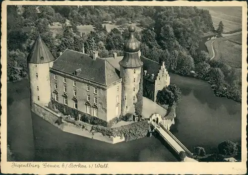 Gemen-Borken (Westfalen) Jugendburg Burg Castle GEMEN Flugzeug Luftbild 1956