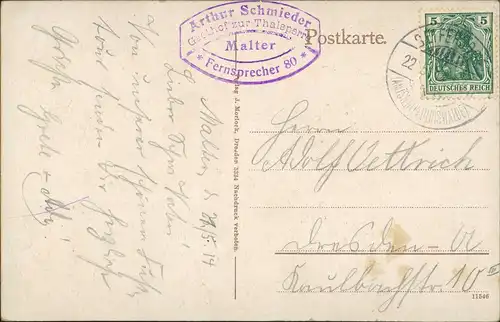 Ansichtskarte Dippoldiswalde Talsperre Malter und Gasthaus 1913